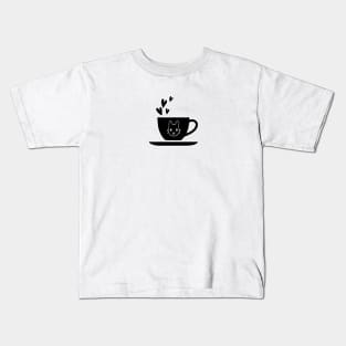 kitty black, Funny coffee cup, coffee lovers gift, coffee gift, coffee cozy, birthday, cafeteria’s stickers, fashion Design, restaurants and laptop stickers, lovely coffee cup with Kitty cat inside Kids T-Shirt